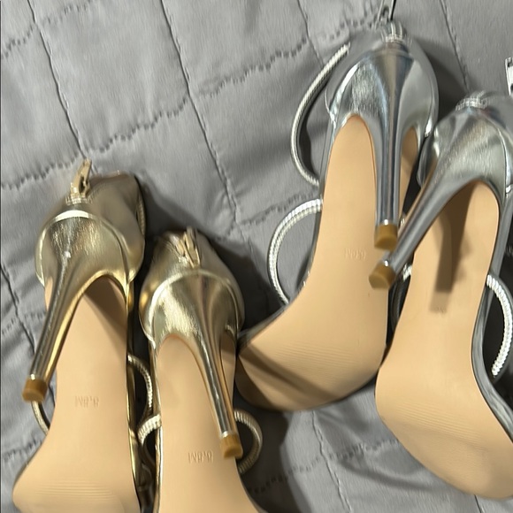 NEW Steve Madden Metallic Strappy Heels Gold and Silver 3" heel - Picture 3 of 5